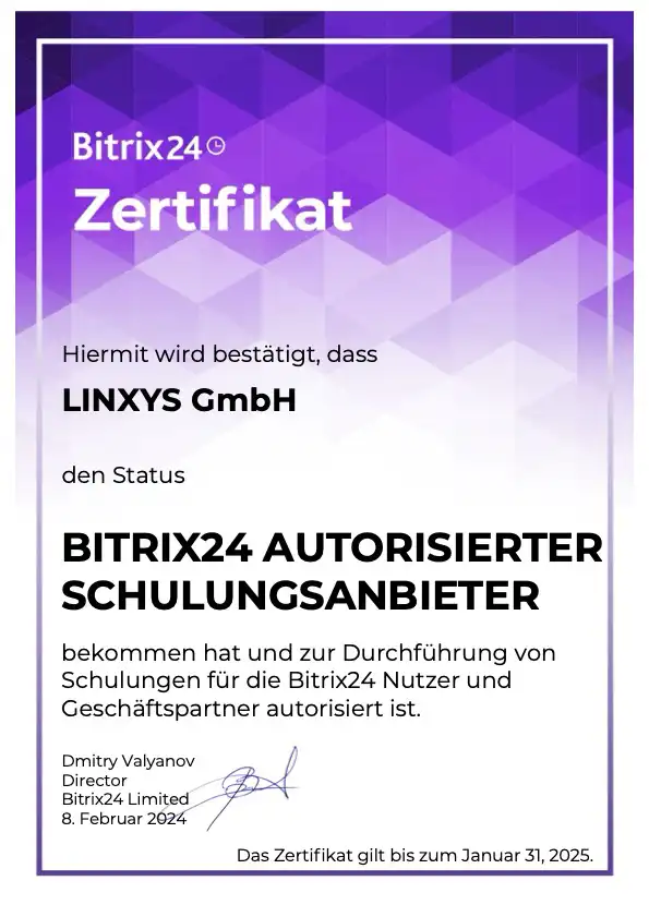 Bitrix24 Schulungspartner LINXYS | 2024